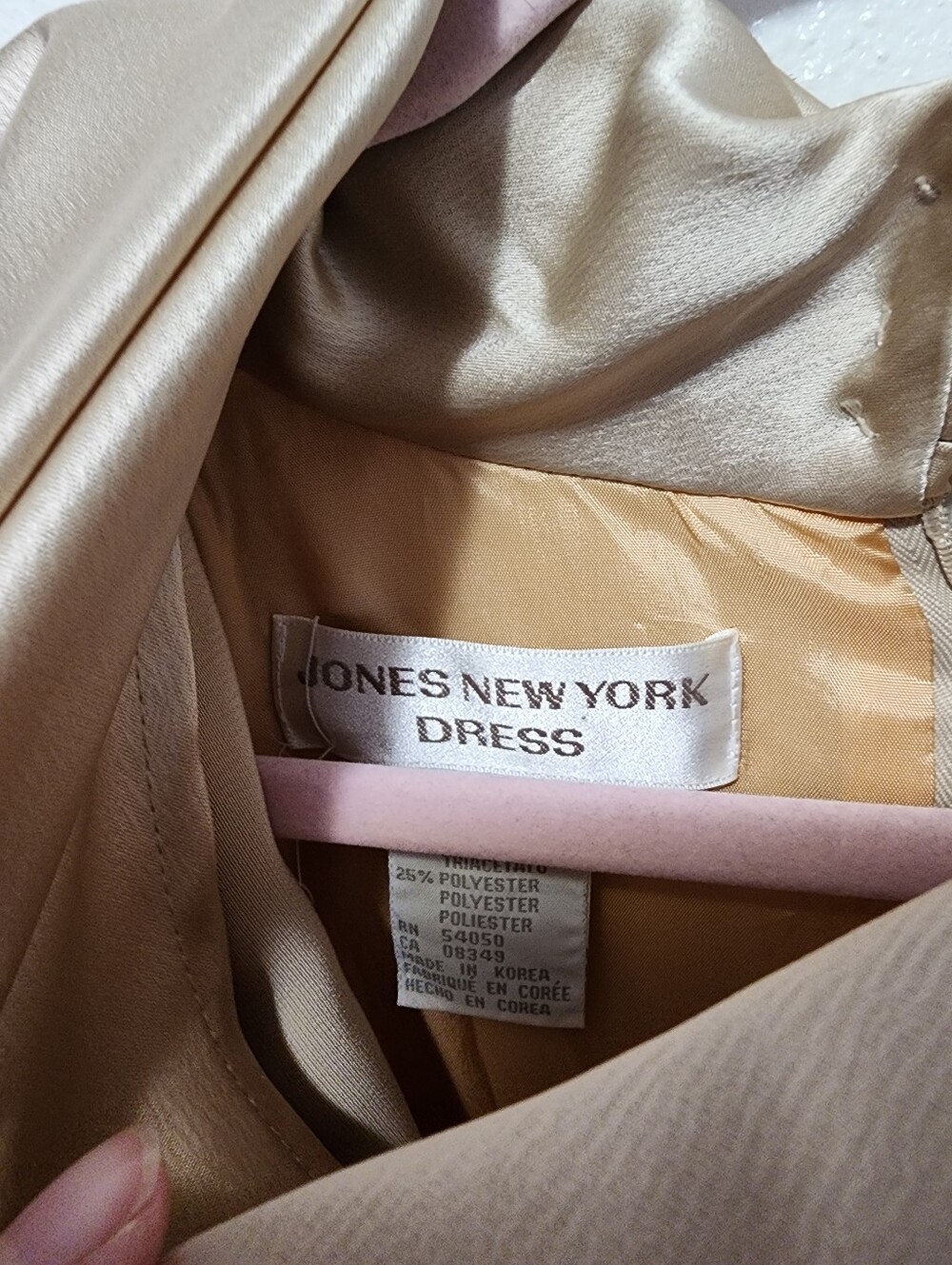 "JONES NEW YORK" WOMEN'S 80'S DRAPE COWL NECK MIDI EVENING DRESS - CHAMPAGNE/TAN - Picture 5 of 5